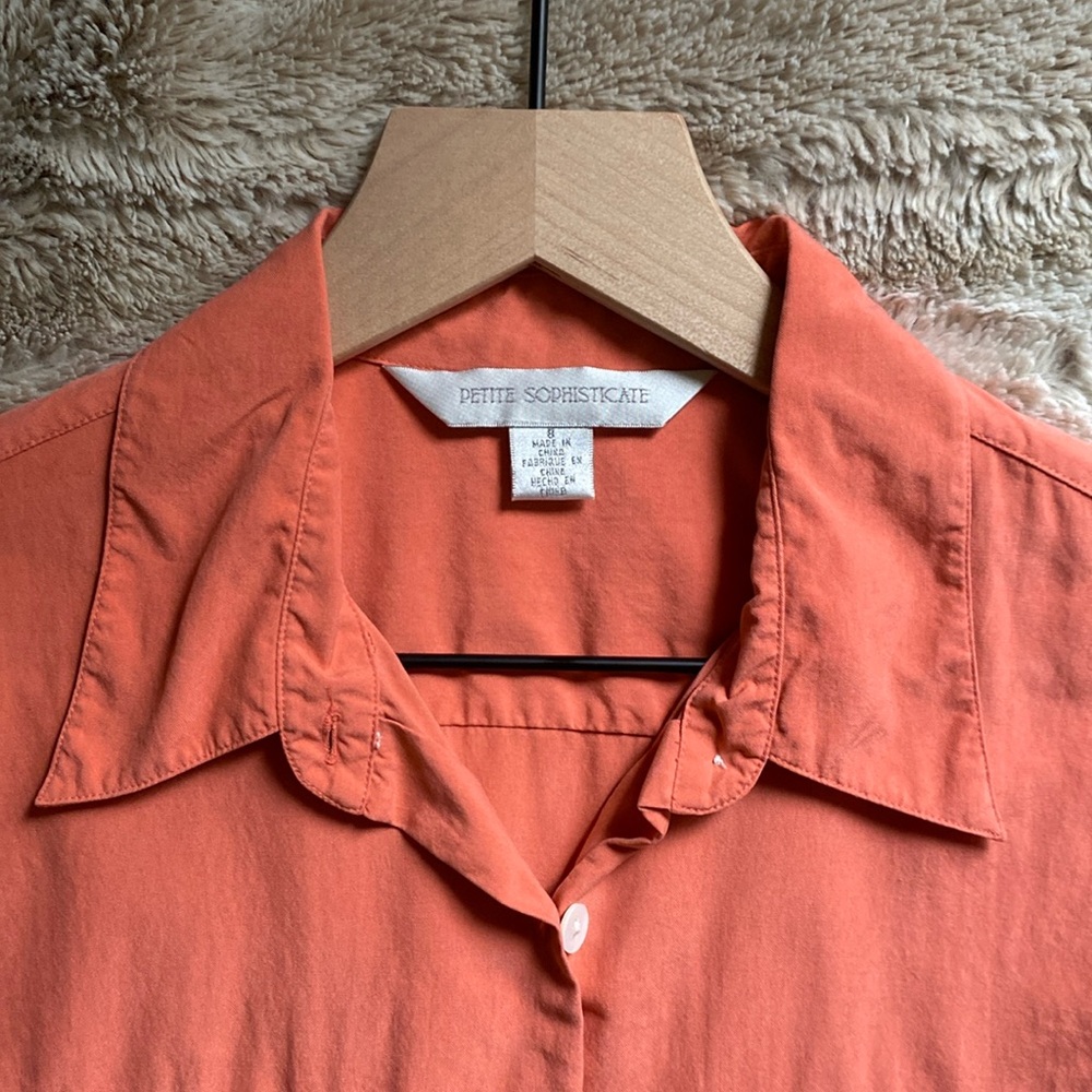Vintage Petite Sophisticate brand button down blouse. Size 8. 100% silk.